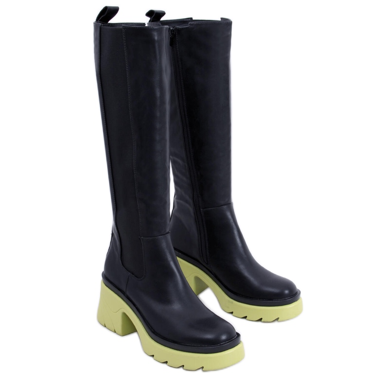 PA1 Bottes à semelles colorées de Woods NOIR/VERT le noir