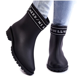 PA1 Bottes de pluie à talons plats pour femmes Noir Coreta