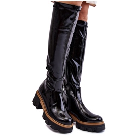 PL5 Cuissardes Femme Laquées Tendance Noir Venise
