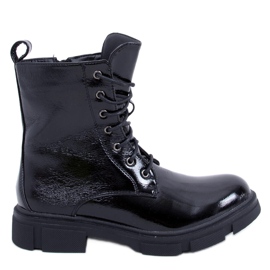 PA1 Bottines à lacets laquées par Neil Black le noir