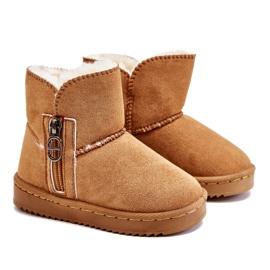 Bottes de neige isolées à enfiler Catellie Camel pour enfants brun