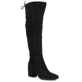 Bottes en daim pour femmes sur un poteau isolé noir Vinceza le noir