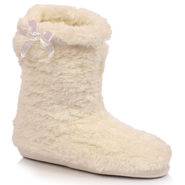 BM Chaussons femme haute isolation fourrure blanche Stella écru