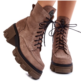 PL5 Bottes trappeur chaudes en daim pour femmes marron clair Rehin beige brun