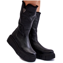 Bottes en cuir de laine pour femmes Noir Bayla