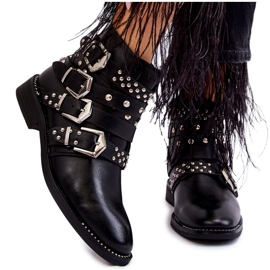 PA1 Bottes pour femmes avec rayures et clous Noir Ramso