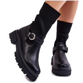 PA1 Bottes Chaussette Femme Avec Ceinture Noir Alaya