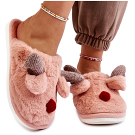 PA1 Chaussons Femme Avec Fourrure Et Renne Rose Sopya