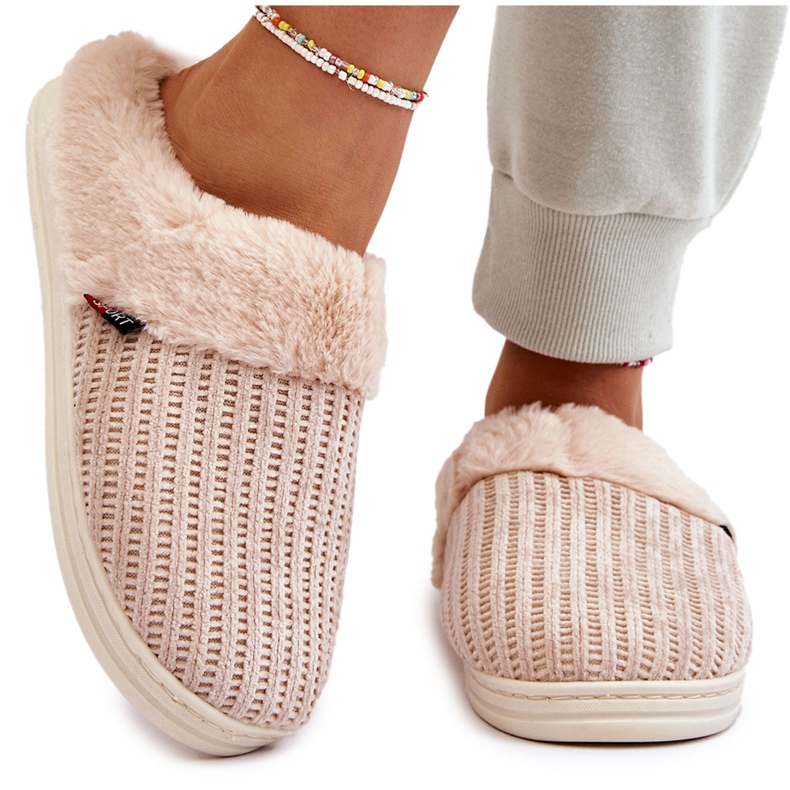 PA1 Chaussons Fourrés Isolés Femme Beige Leriss