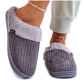 Chaussons Slip-On Isolés Femme Avec Fourrure Gris Leriss
