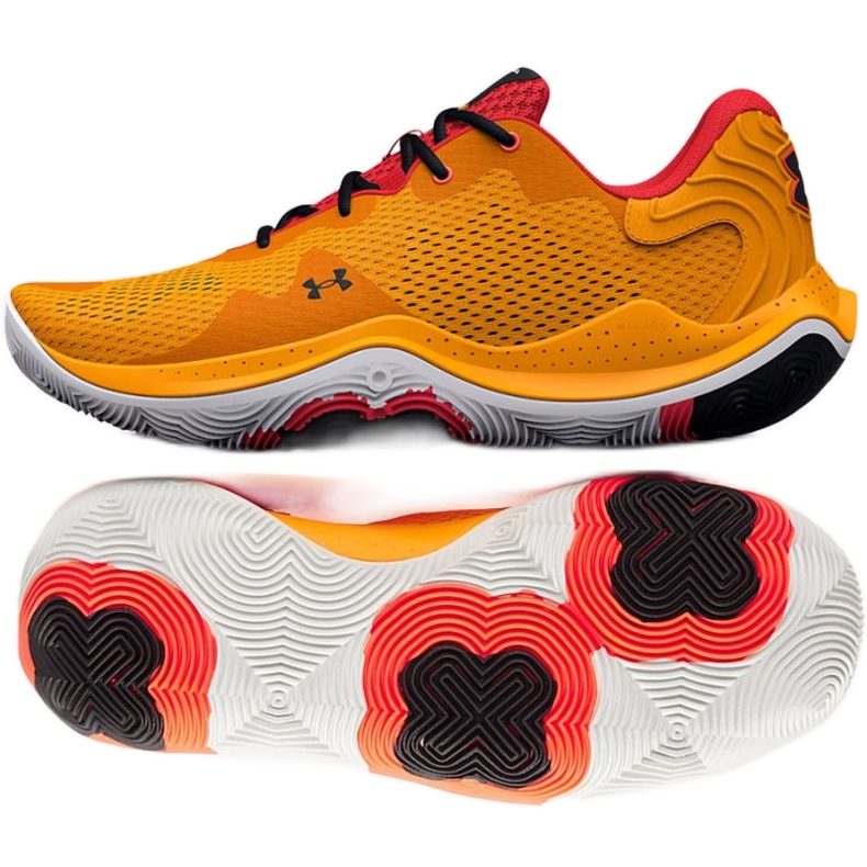Under Armour Spawn 4 M 3024971 800 chaussures de basket multicolore oranges et rouges