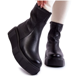 PL5 Bottes en cuir pour femmes sur la plate-forme noire