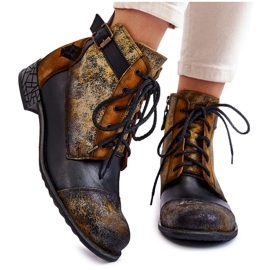 Bottes en Cuir pour Femme Chaussures Maciejka 05077-07 Jaune-Noir le noir