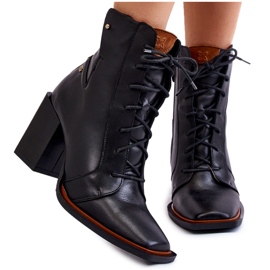 Bottines à Lacets Classiques en Cuir Maciejka 05667-01 Noir