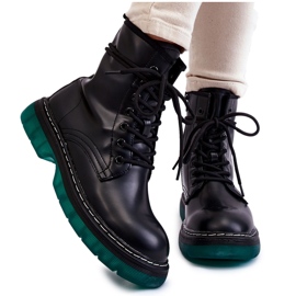 Bottes à lacets pour femmes avec semelle verte Trinah noire