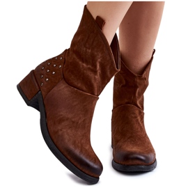BM Bottes Zippées Cloutées Femme Marron Lance brun