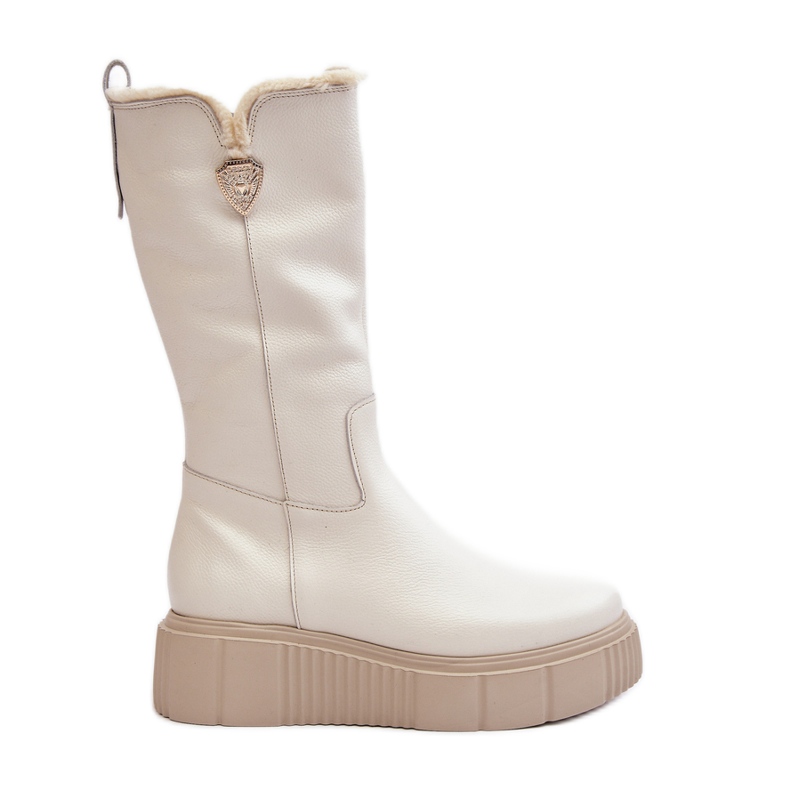 Bottes Femme Laine Cuir Crème Bayla beige