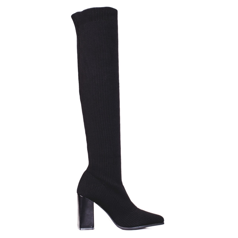 Cuissardes Shelovet à col en V pour femmes avec tige élastique le noir