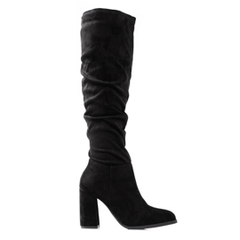 Bottes pour femmes Shelovet en daim écologique noir le noir