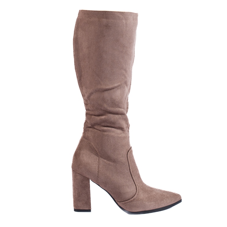 Bottes pointues Shelovet pour femmes en daim écologique beige