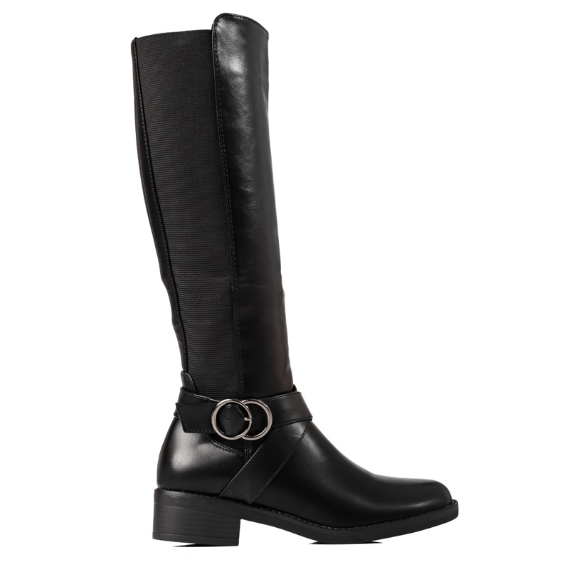 Bottes classiques pour femmes à talons plats Shelovet le noir