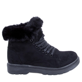 BM Bottines à lacets avec fourrure Morena Noir