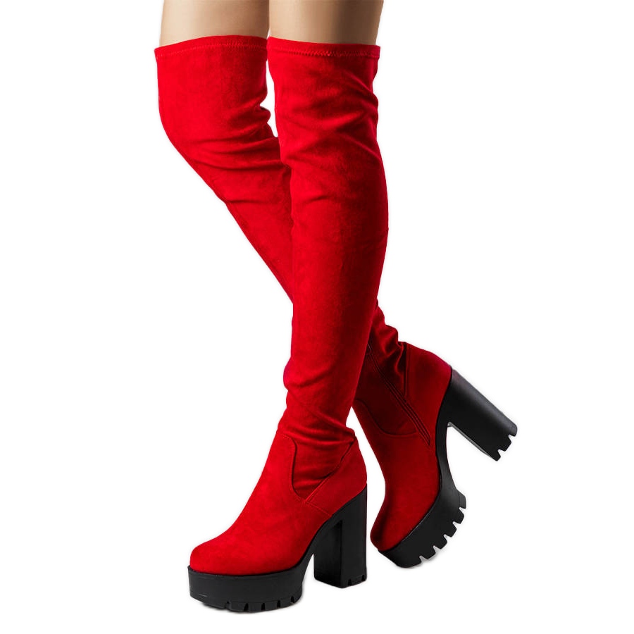 Bottes daim rouge sales