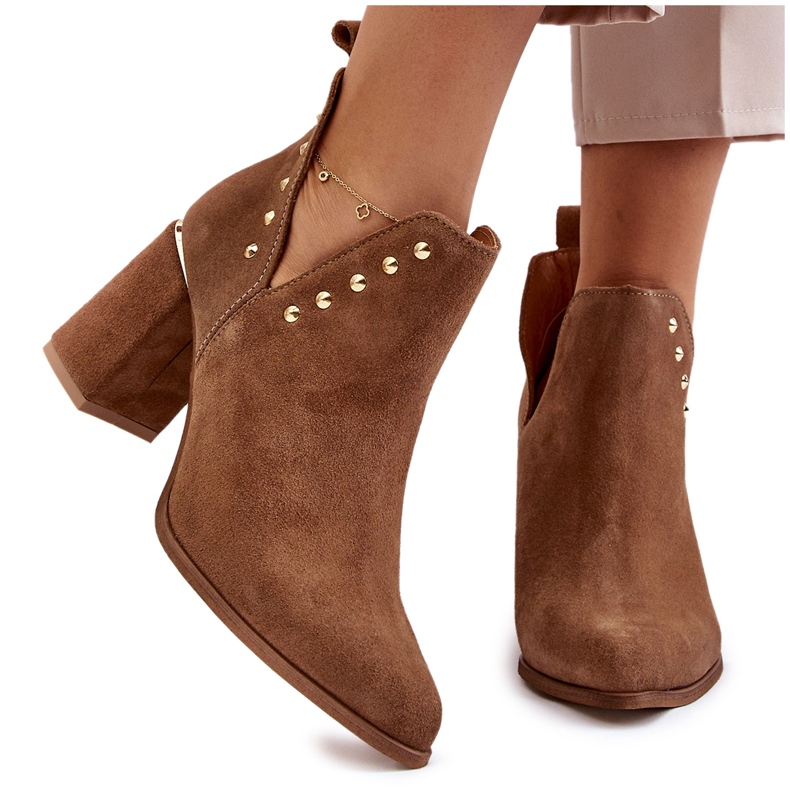 Lewski Shoes Bottes Femme Daim Avec Découpes Gauche 3075 Camel brun