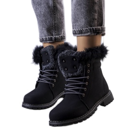 Bottes isolées noires avec fourrure de Rosmina