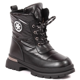 BM Bottes de neige fille isolées en laine de mouton noir Miss