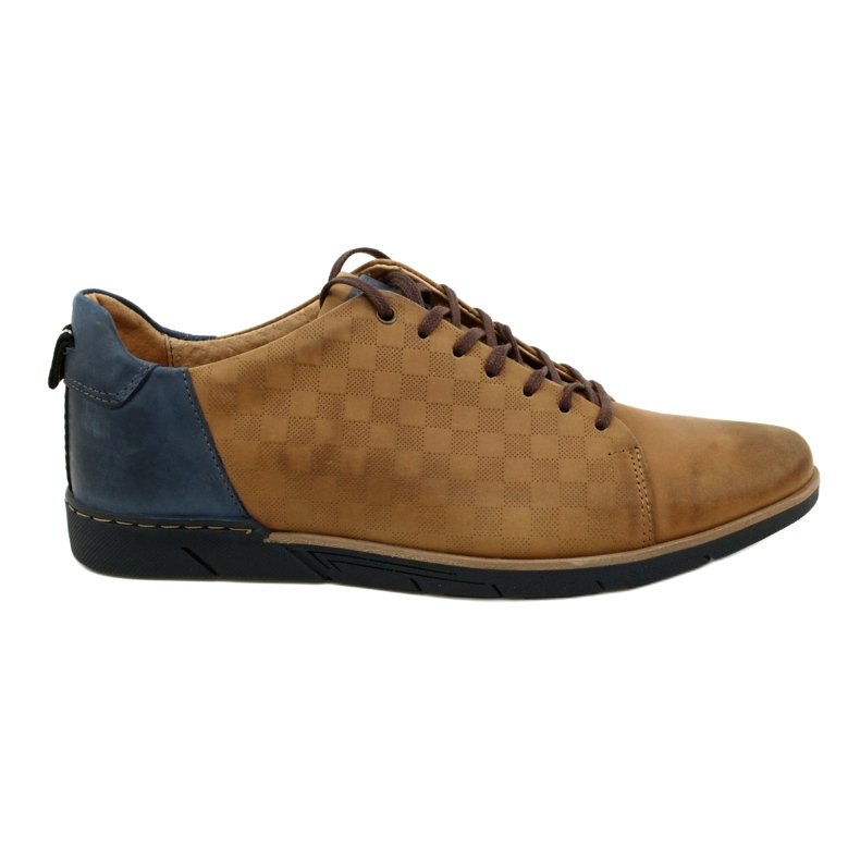Polbut Chaussures décontractées en cuir pour hommes 2114 rouge beige bleu marin