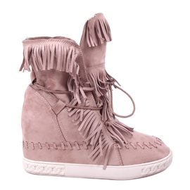 BM Baskets à franges en daim Peggy Pink rose