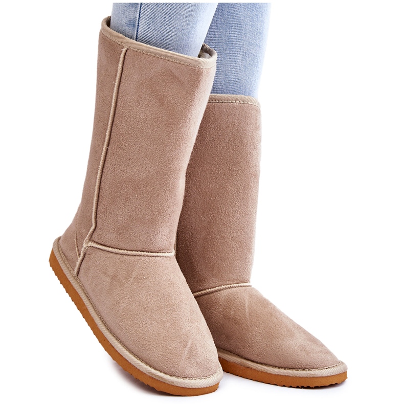 BM Bottes de neige hautes en daim isolées pour femmes beige Reyma BM Bottes de neige hautes en daim isolées pour femmes beige Reyma