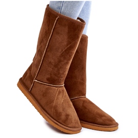 PA1 Reyma Bottes de neige hautes en daim isolées pour femmes Camel brun