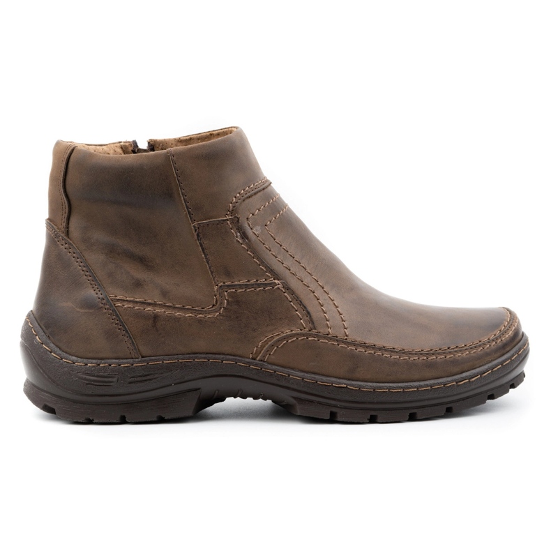 Olivier Bottes d'hiver en cuir pour hommes 354MP marron foncé brun