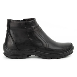 Olivier Bottes d'hiver en cuir pour hommes 354MP noir