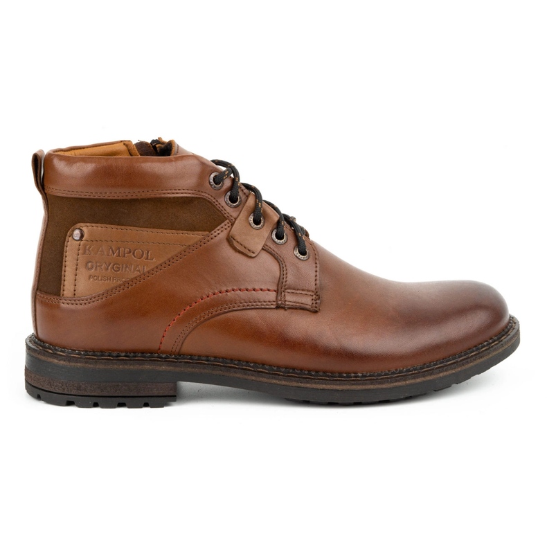 Kampol Bottes d'hiver en cuir pour hommes 152KAM marron brun Kampol Bottes d'hiver en cuir pour hommes 152KAM marron brun
