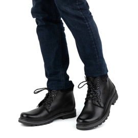 Kampol Bottes d'hiver en cuir pour hommes 128KAM noir