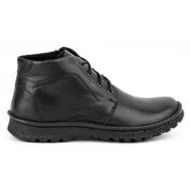 Kampol Bottes d'hiver en cuir à lacets 131KA noir
