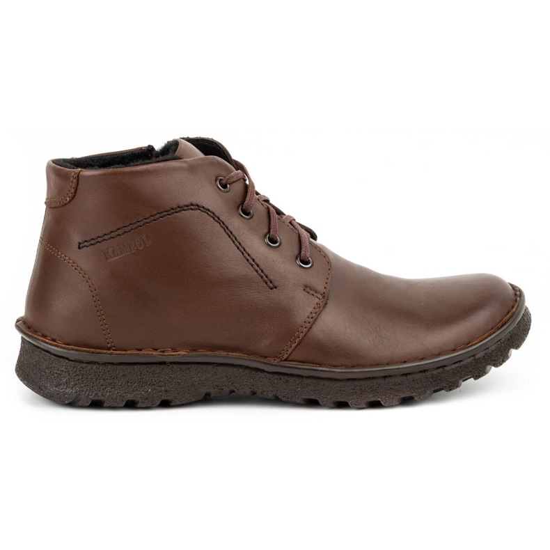 Kampol Bottes d'hiver à lacets en cuir 131KA marron brun