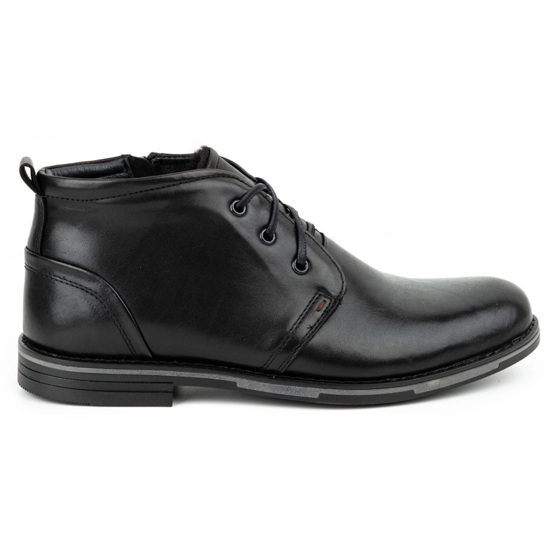 Kampol Chaussures d'hiver en cuir pour hommes 135KAM noir le noir