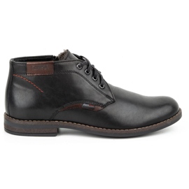 Kampol Bottes d'hiver en cuir pour hommes 137KAM noir le noir