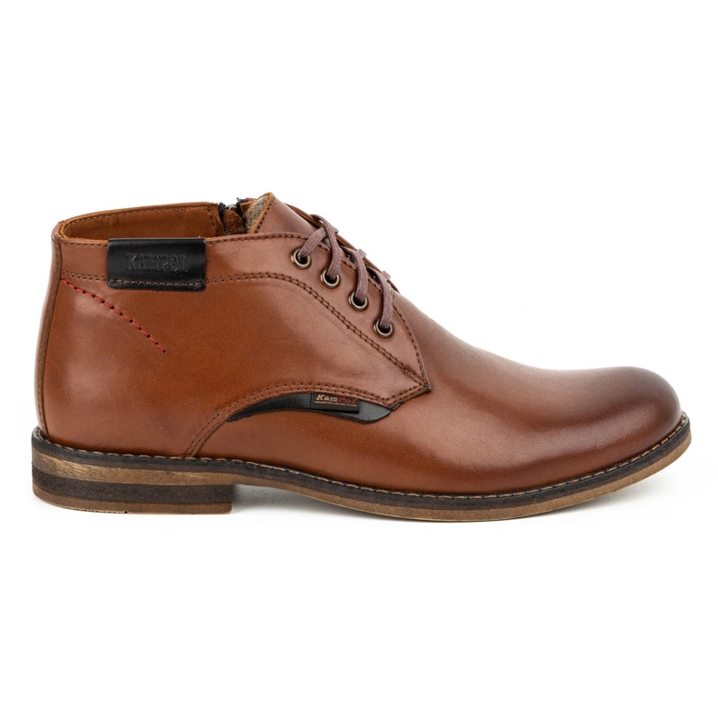 Kampol Bottes d'hiver en cuir pour hommes 137KAM marron brun Kampol Bottes d'hiver en cuir pour hommes 137KAM marron brun