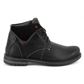 Olivier Bottes d'hiver en cuir pour hommes 124GT noir