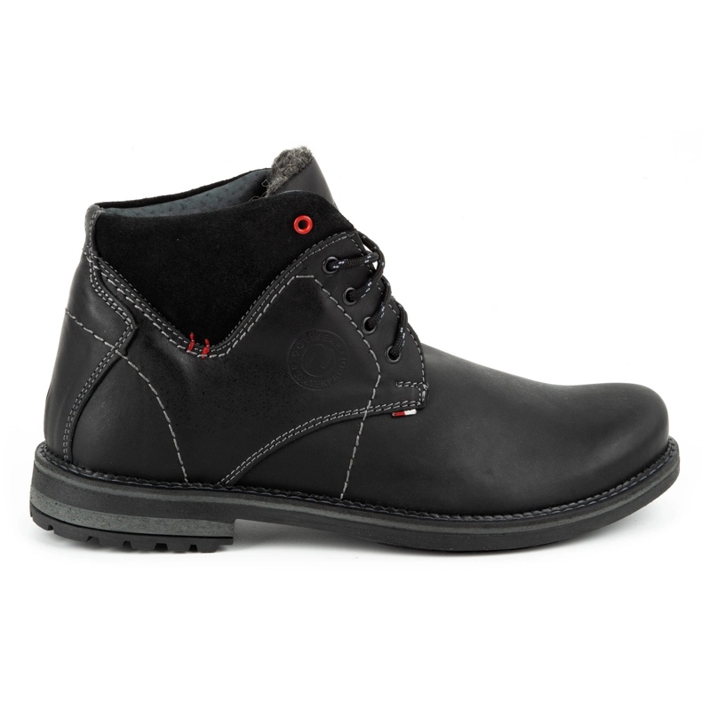 Olivier Bottes d'hiver en cuir pour hommes 124GT noir le noir