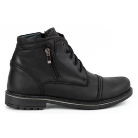 Olivier Bottes d'hiver en cuir pour hommes 132GT noir