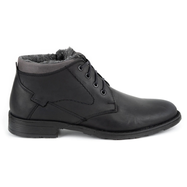 Polbut Bottes d'hiver en cuir pour hommes C16S noir avec gris le noir Polbut Bottes d'hiver en cuir pour hommes C16S noir avec gris le noir