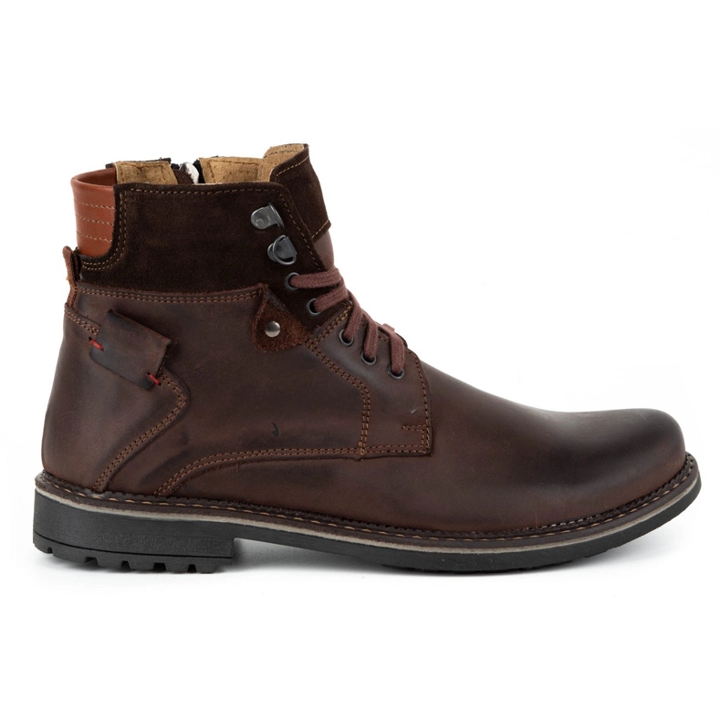 Olivier Bottes d'hiver en cuir pour hommes 135GT marron brun