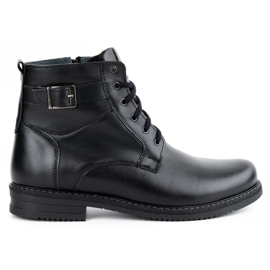 Olivier Bottes d'hiver pour hommes en cuir isolé 953MA noir