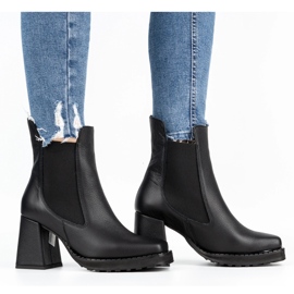 Exquisite Bottes en cuir pour femmes sur le poteau 1406EX noir